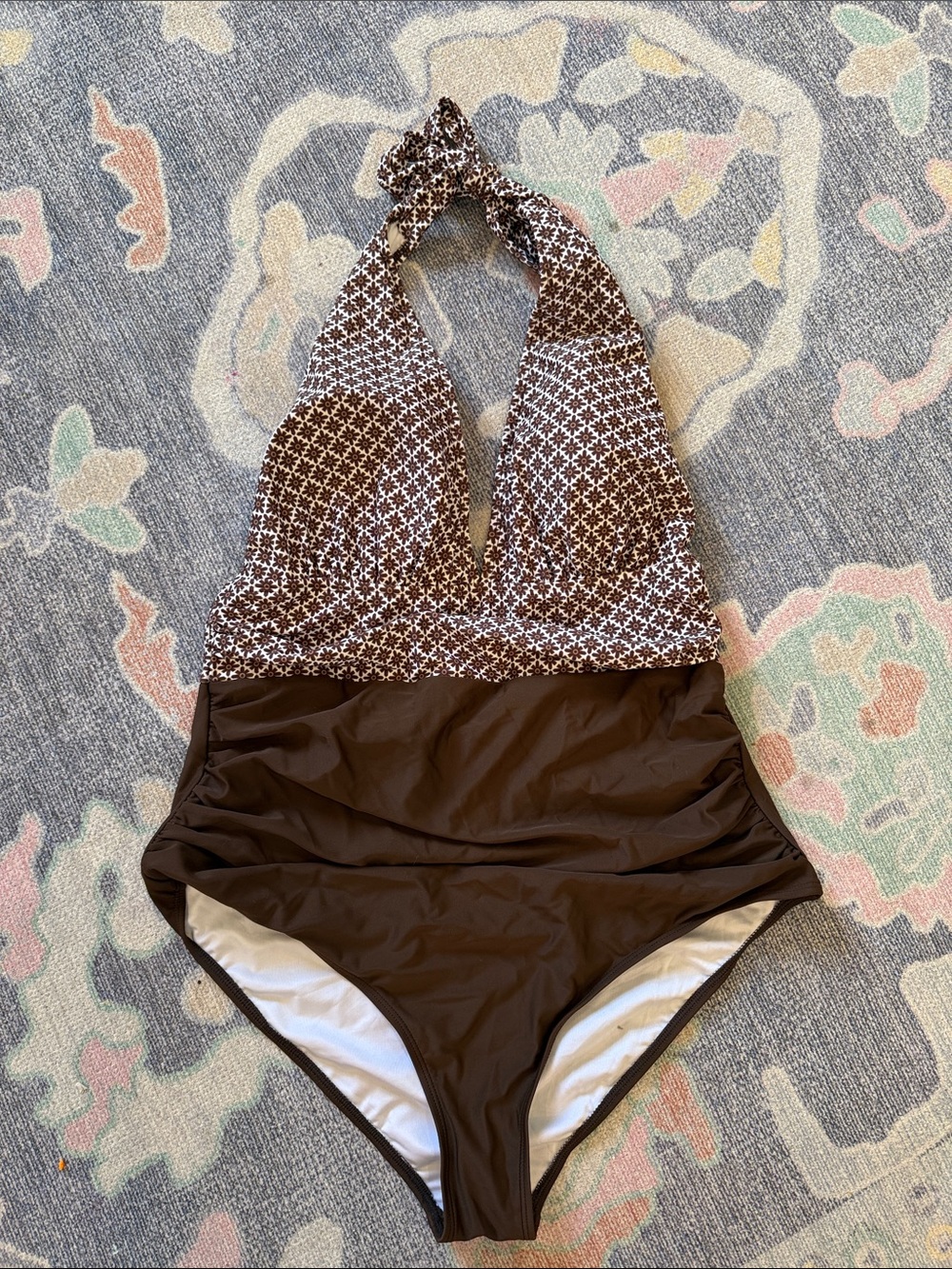 Cupshe Brown Patterned Halter One-Piece Swimsuit